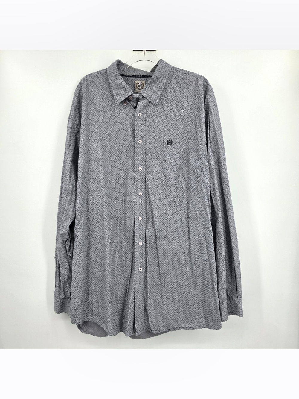 Cinch Long Sleeve Button Front Shirt Mens Size XXL Printed GrayWestern Cowboy